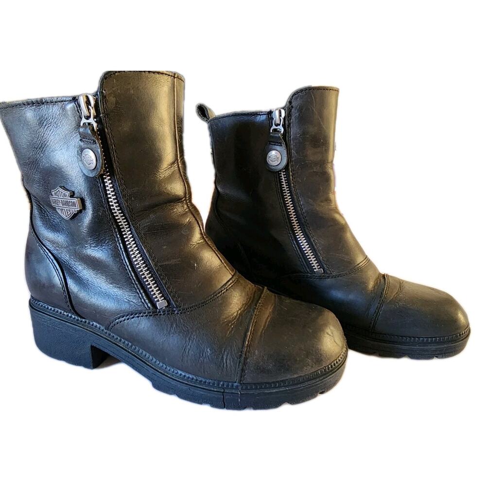 Harley Davidson Women’s Leather Amherst Short Boot 82016 Size 7US 38EU Side Zip